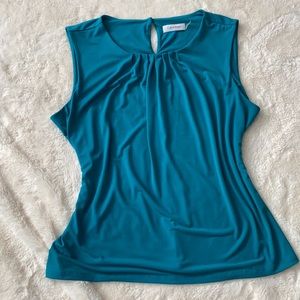 Turquoise blue sleeveless blouse
